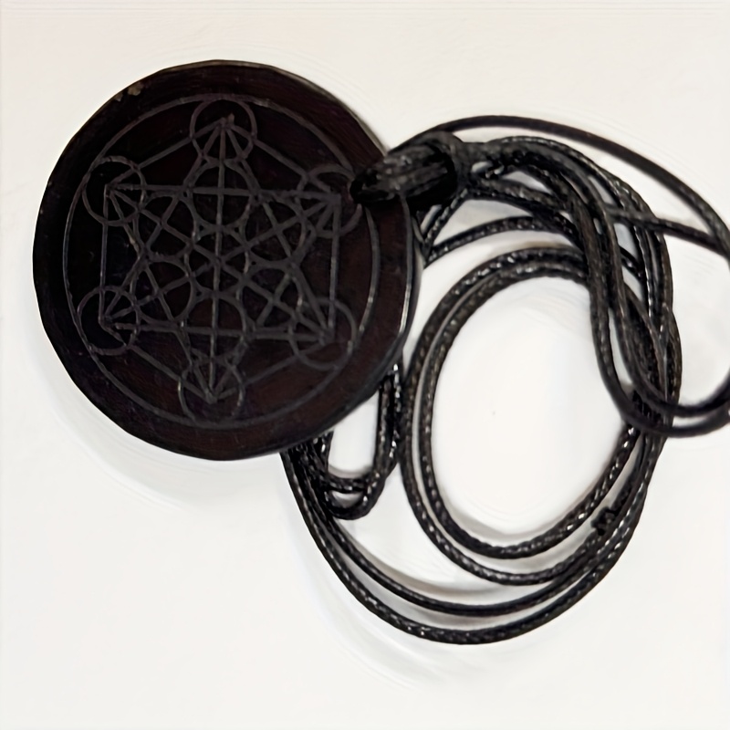 Minimalist Shungite Pendant with Cord, Meaningful Patterns