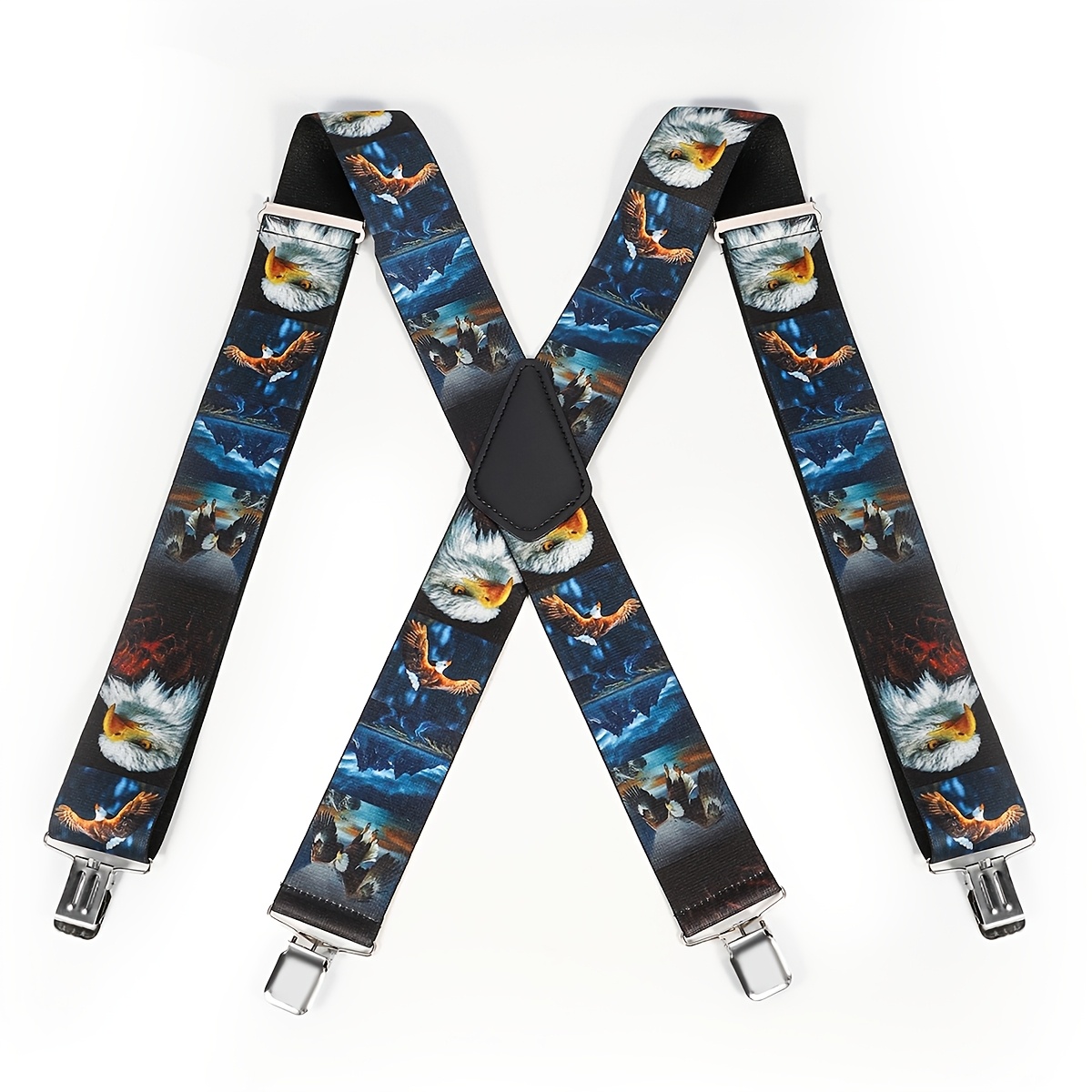 5cm Men's X-shaped Animal Print Elastic Adjustable Suspenders - High-stretch Funky Style With Square , Durable Fit For Casual & Formal Outfits
