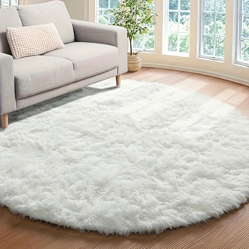 

1pc Round Plush Pet Rug, Ultra Soft Faux Fur Area Rug, Cute Fluffy Carpet For Cats & Small Animals, Anti-slip, Waterproof Bedroom/living Room Floor Mat