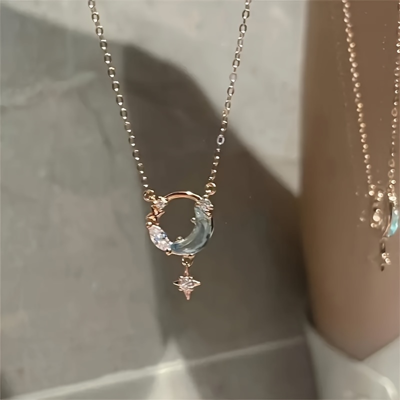 

Moon And Star Necklace For Women Birthstone Pendant Moon Jewelry Anniversary Birthday Gifts For Women Mom Wife Lady