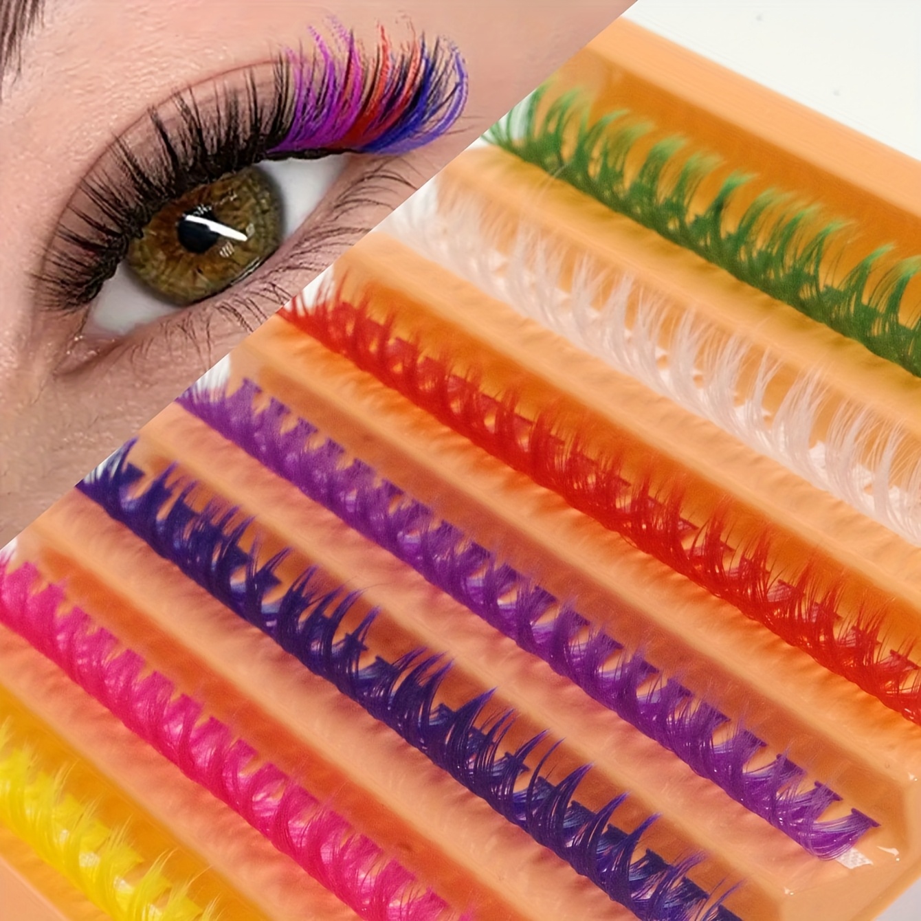 

140 Mixed Rainbow Multi- False Eyelashes, Fine And Soft, Resembling Mink Fur, 16mm, Stage Makeup And Party Looks.