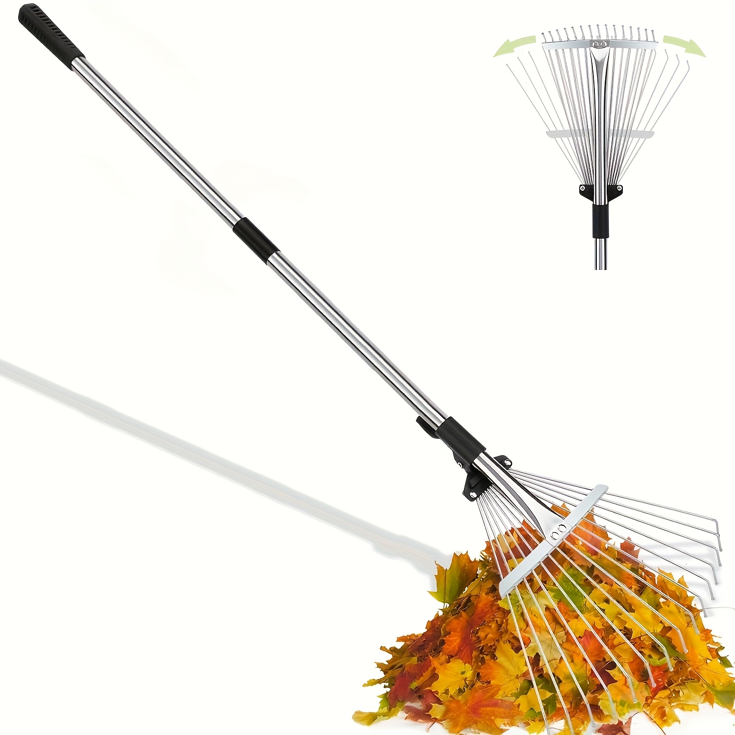 Adjustable Garden Leaf Rake Image 1
