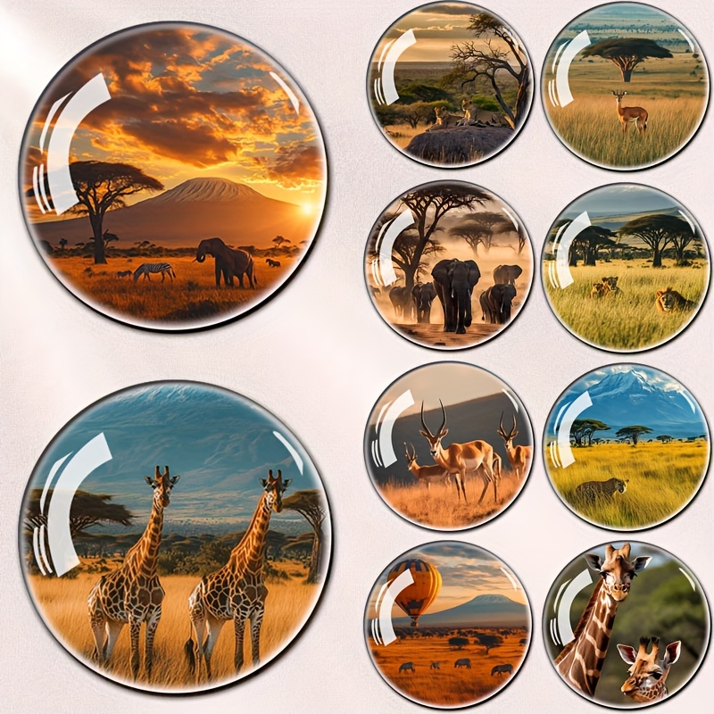 TEMU 10pcs African Animal Large 3d Relief Glass Fridge Magnets Fridge Magnets Kitchen Office And Home Decoration Whiteboard Storage Cabinet Cupboard