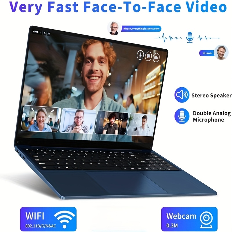 FUNYET 16-inch Gaming Laptop, 16GB RAM 1TB SSD, N150 Processor, FHD 1920 * 1200, 180 Open Angle, Backlit, BT4 WIFI5, Backlit Keyboard, Blue, Gray