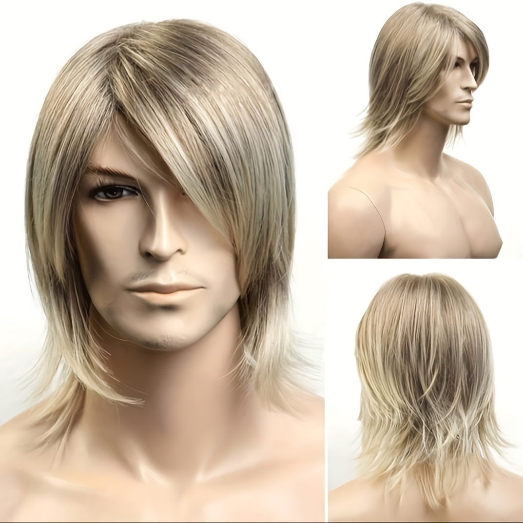 Image of Men's Short Blonde Wig - Heat Resistant Synthetic Hair, Cap, Stylish Layered Look For Casual Attire Or Cosplay, Cosplay Accessory | Modern Short Wig | Heatresistant Fiber, Suitable For Women