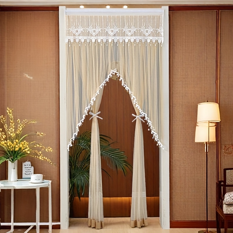 TEMU Rideau de Porte 2D, Rideau d'été perçage pour porte de chambre à coucher rideau entrée des toilettes installation partition intérieure et