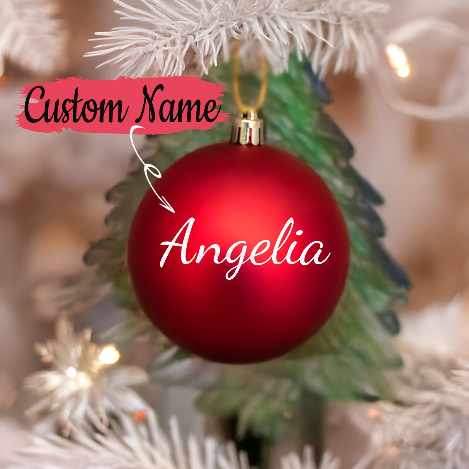 

[popular ] Custom Name Christmas Ornament - Personalized Red Ball For Tree Decoration, Unique Santa Gift Idea, Traditional Style Plastic Hanging Holiday Decor, Best For Christmas