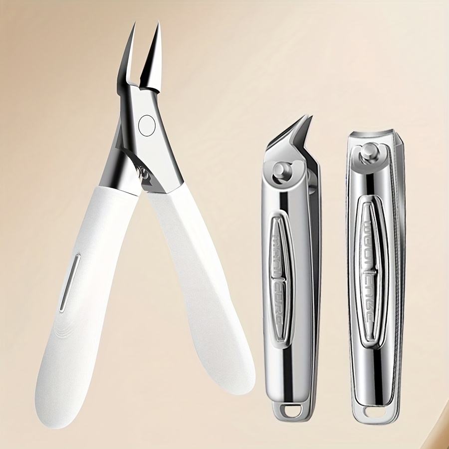 Image of 3pcs/set Professional Manicure And Pedicure Kit: Nail Clippers, Cuticle Trimmer, Hawkbill Clippers - Odorless Foot, Hand & Nail Care Kit