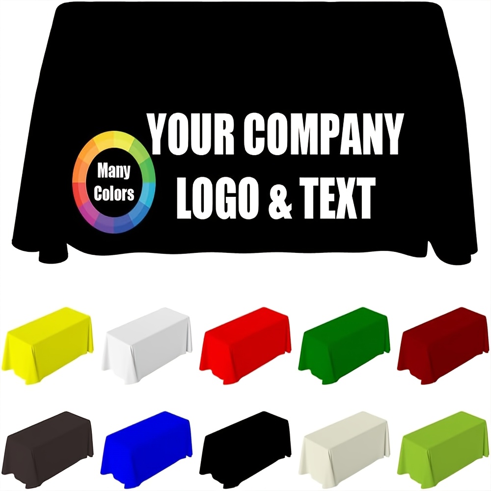 TEMU Custom Table Cloth With Business Logo, Customized Tablecloth With Personalized Photo Text Logo, Customize Table Covers For Business Events