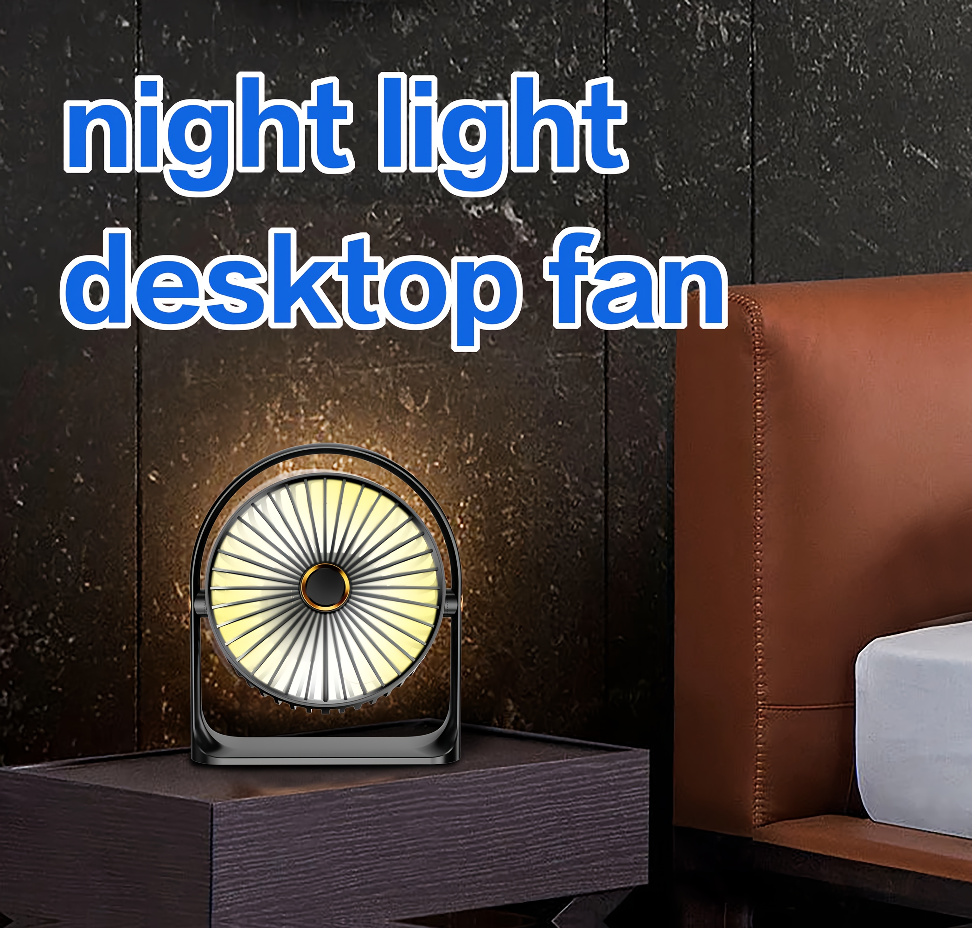 1pc portable usb rechargeable clip on bench fan with nightlight 5 speed 720 rotatable   washable blades lithium battery plastic material with power cable included for indoor outdoor use details 5