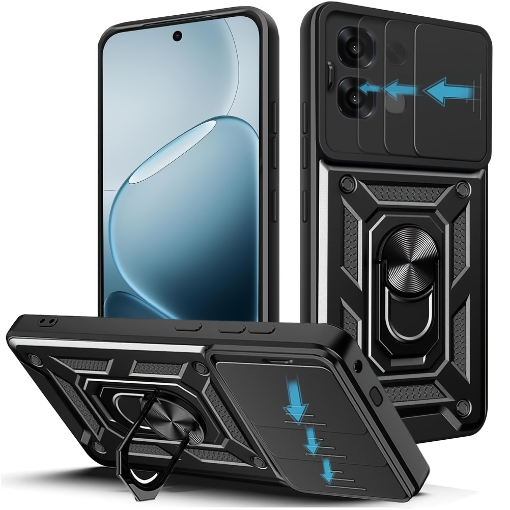 TEMU Phone Case: Suitable For Oppo A6 Pro (4g/5g)/ Compatible With F31 5g Phone Case, With 360° Rotating Phone Stand Ring And Sliding Camera