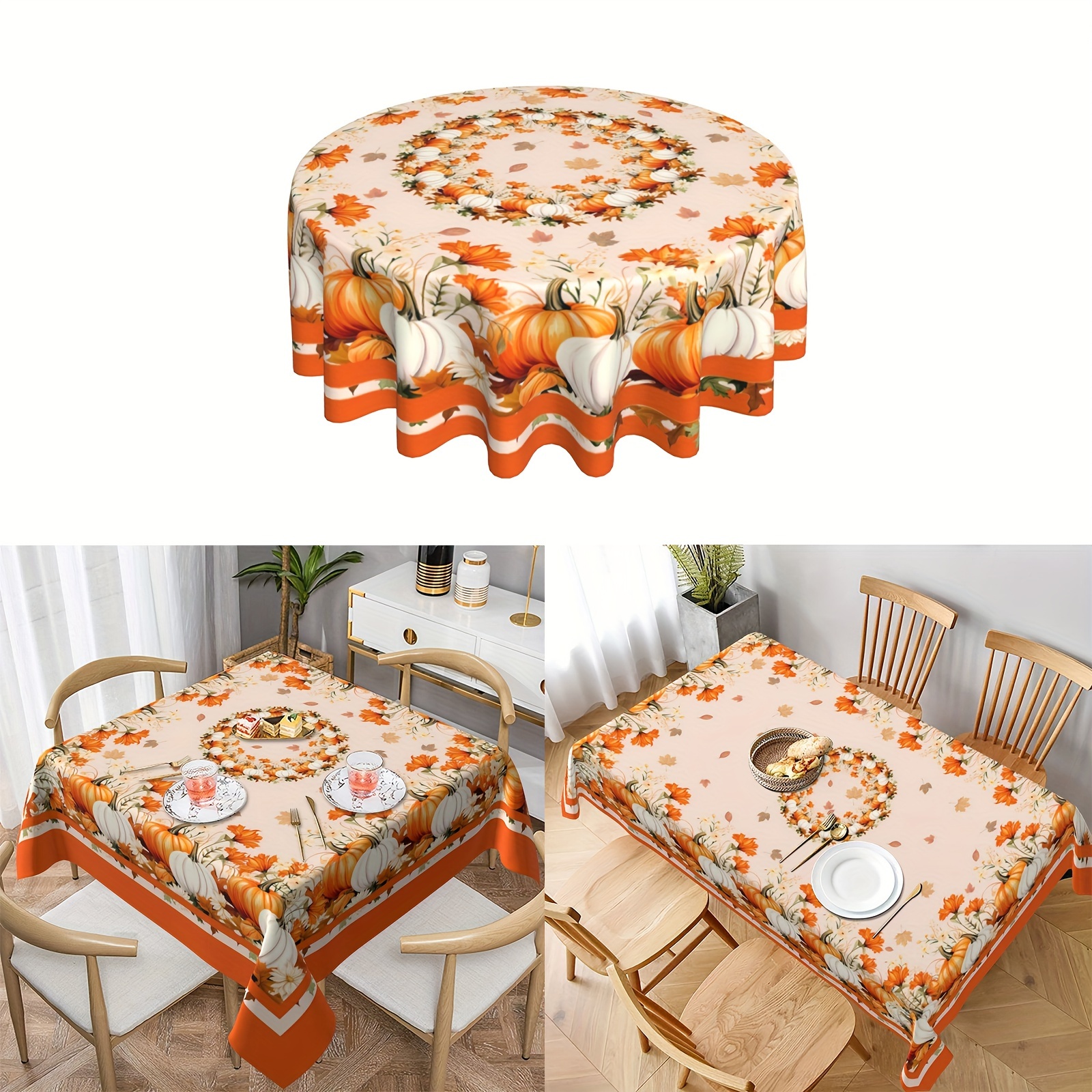 

Tablecloth - Polyester, Round, - For & Fall Dining Decor