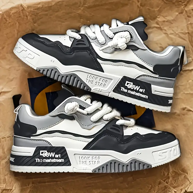 1 par de zapatillas casuales para hombre - cómodas zapatillas de skate de con forro de transpirable, de pvc , versátiles para viajes , caminatas y atuendos casuales, zapatillas de skate, calzado de viaje, zapatillas modernas, forro de interior Detalles del producto 1