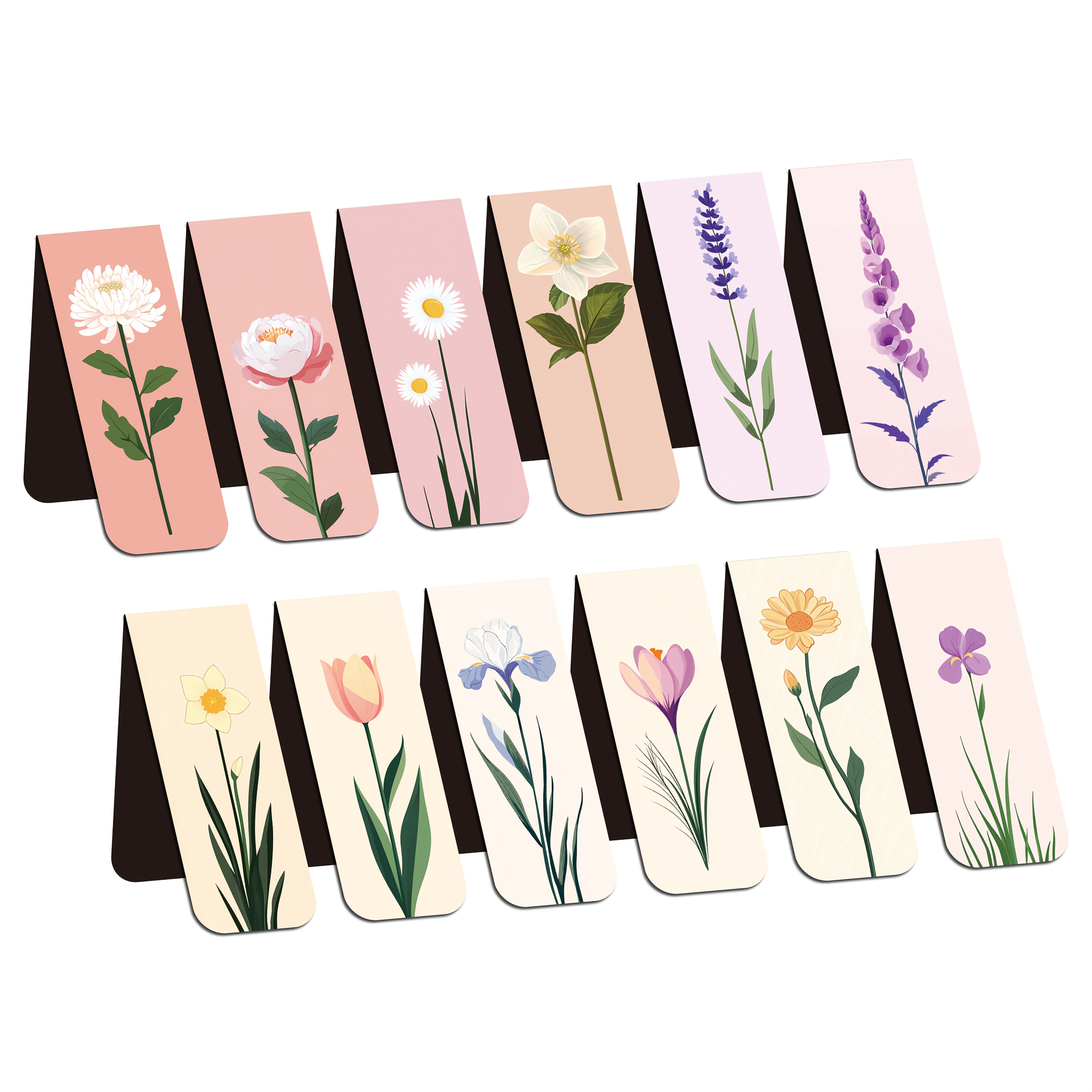 E-shop 12 Stück Magnetische Buchmarken Blumen Magnetische Buchmarken Clips Blumen Magnetische Seitenmarkierungen Sortierte Buchmarken-Set für Frauen