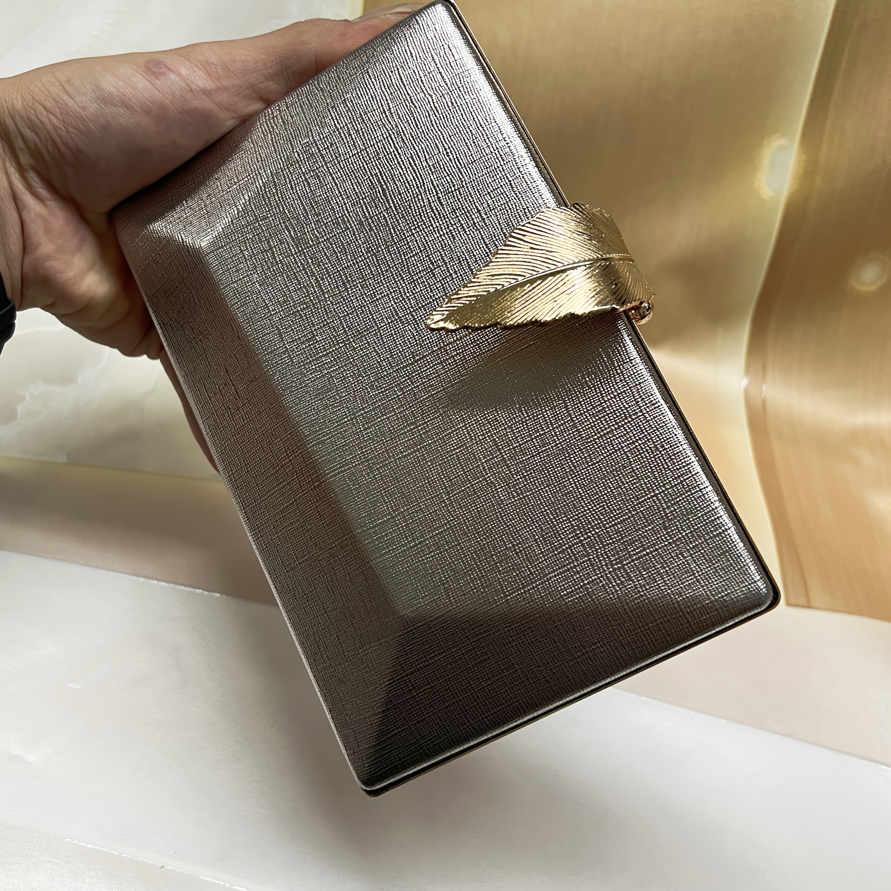 1pc elegant golden womens evening clutch metallic leaf Temu Germany
