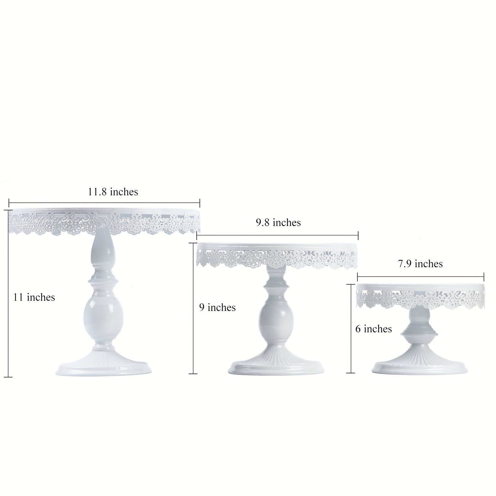 TEMU 3pcs Of Diameter 8in, 10in, 12in Stands Set With Lace Trim For Dessert Table, Wedding, Party, Birthday, Baby Shower, Decorations (white)