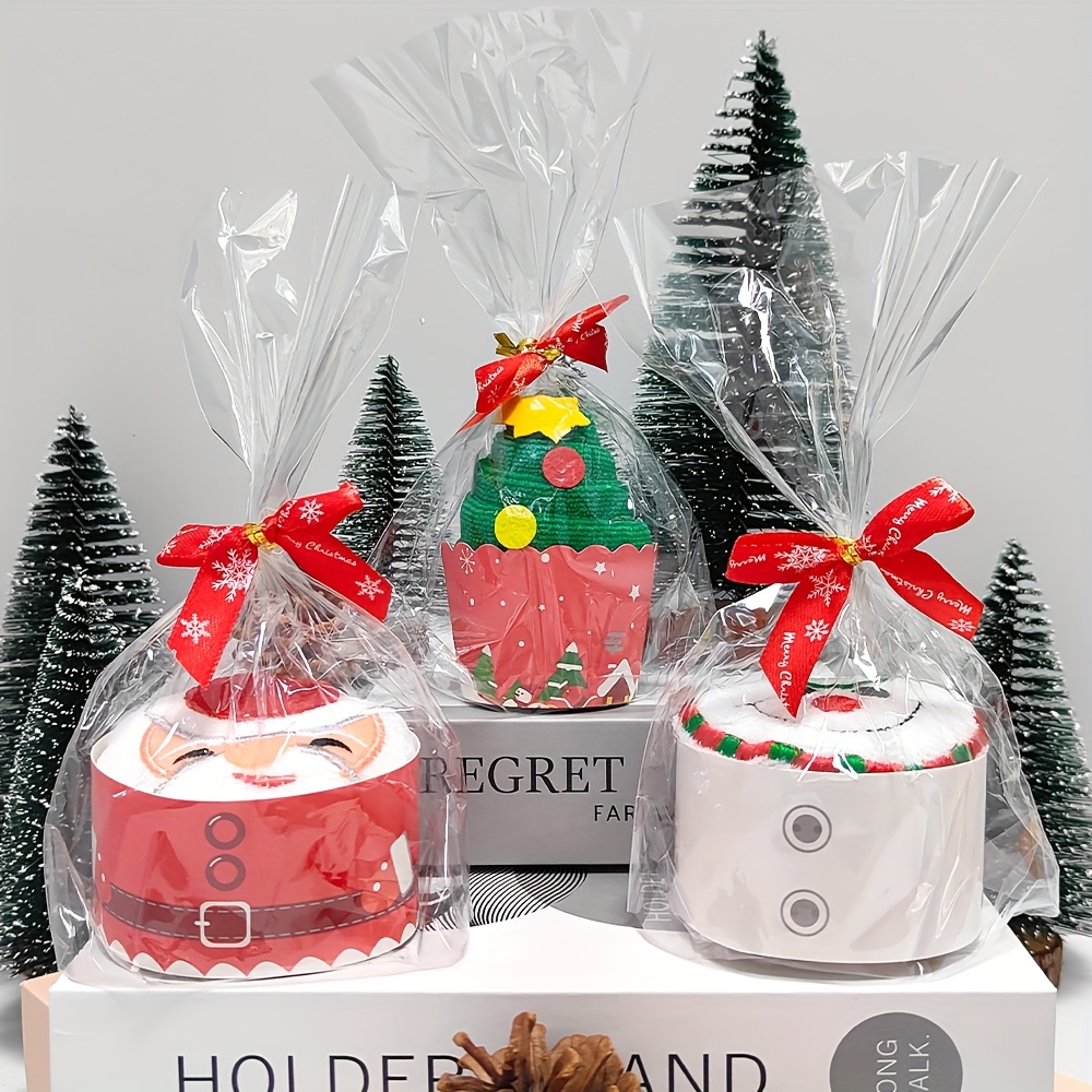 3pcs Christmas Gifts Towels Holiday Decoration, Hand Towels, Household Bathroom Supplies, Outdoor Camping , New Year's Christmas Gifts