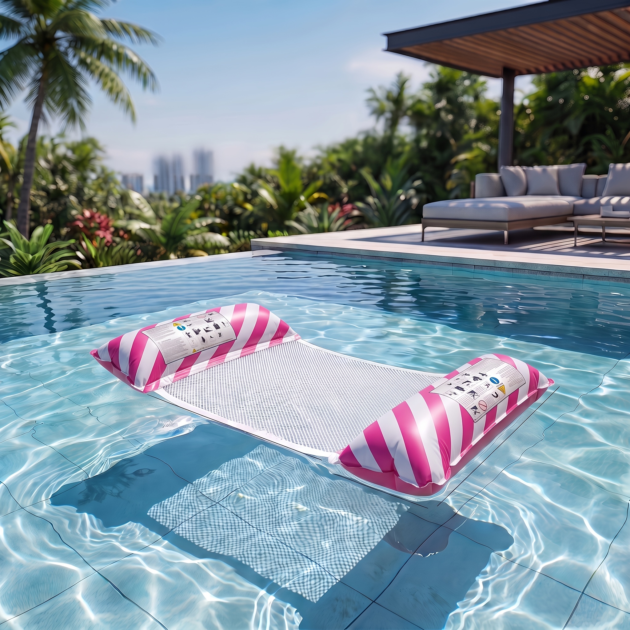 Lemon Print Inflatable Float Lounge Chair with Pillow