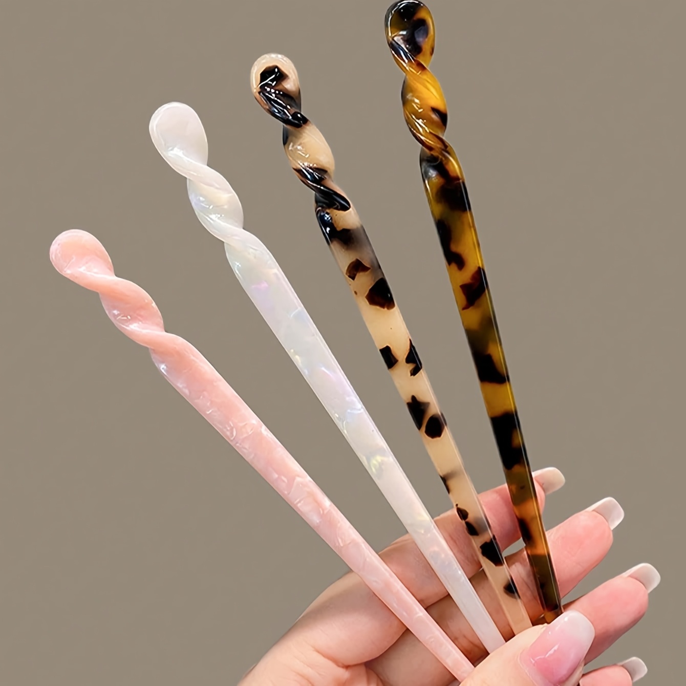 4pcs Set Of Acetate Hairpins For Women, Ink Wash Pattern Hairpins For Back-of-head Updos, Vintage Hanfu Long Hair Accessories