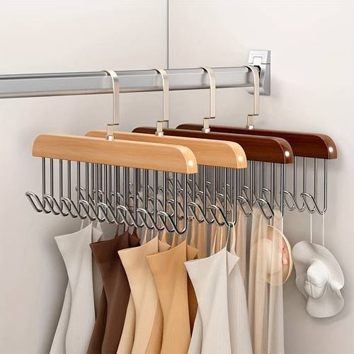 multifunctional solid hanger with 8 durable metal hooks for closet organizer of womens bras ties and additions