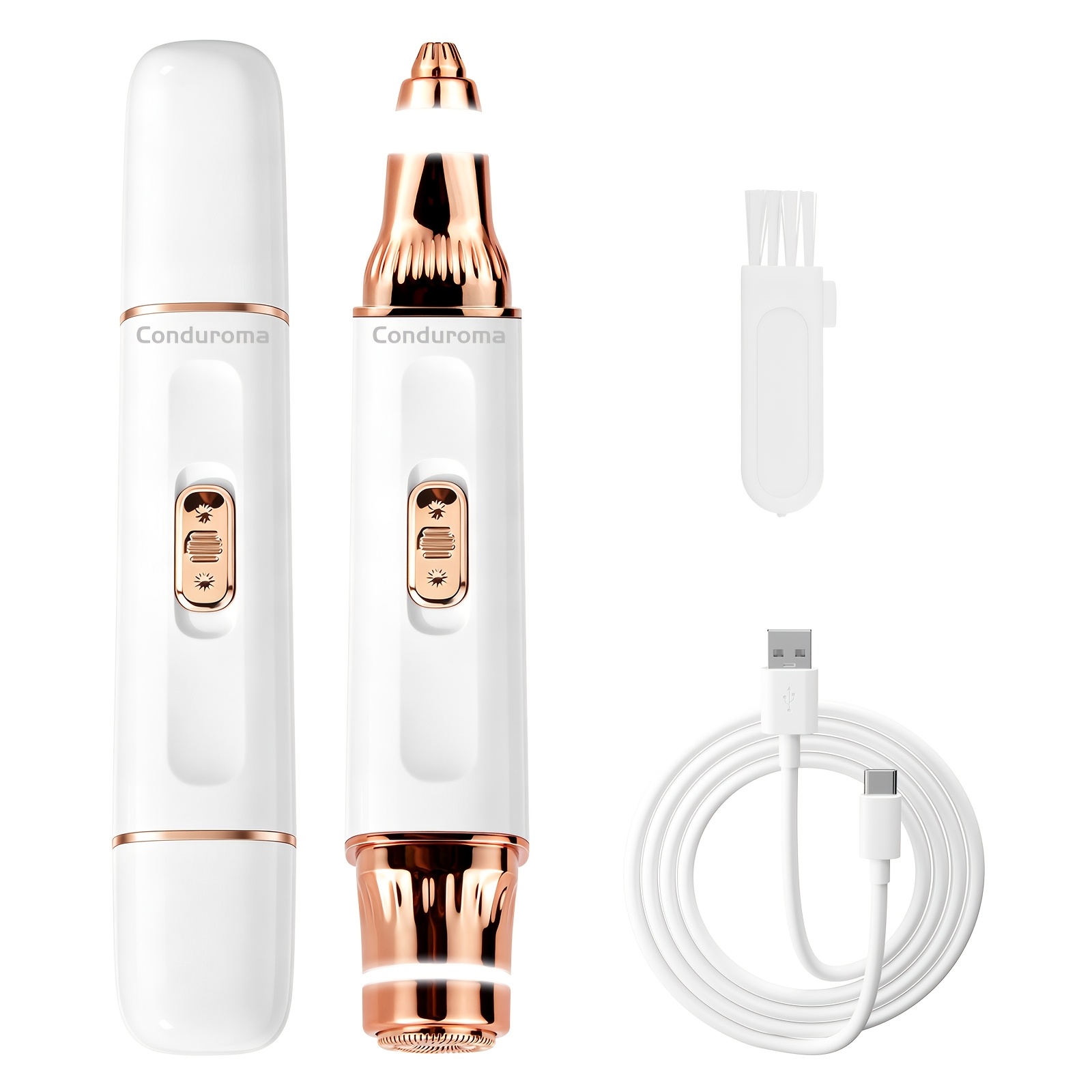 TEMU Recortador de cejas y depilador facial de cabezal Conduroma para mujer, depilador facial indoloro y para cejas, , superior, mejillas, carga tipo