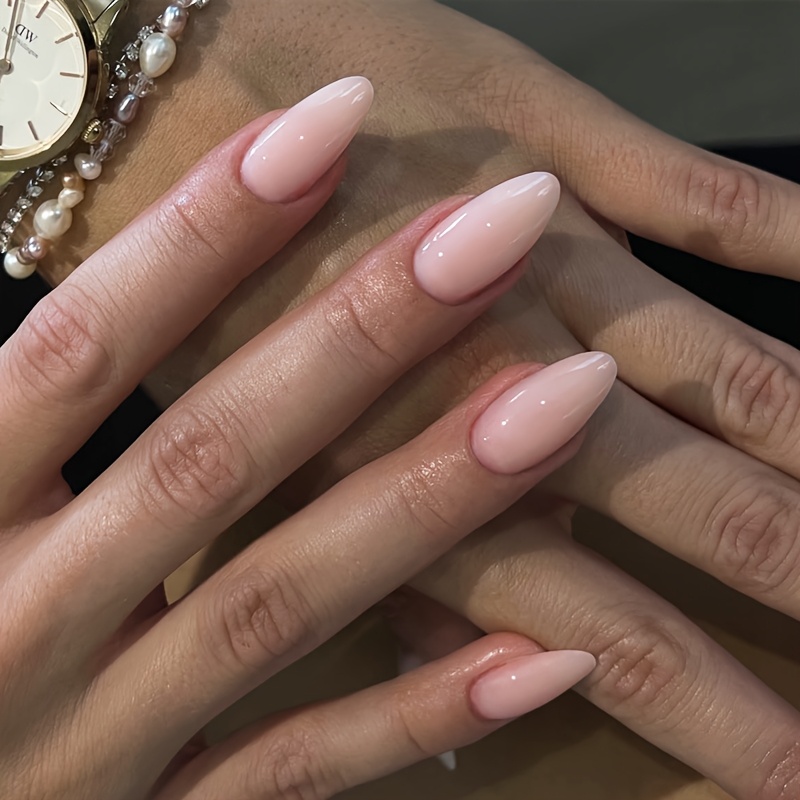 24 Stck Mittelgroe Mandelform Press-on-Ngel Nude Press-on-Ngel Nude  Farbverlauf Press-Ons Glnzende Aufklebbare Ngel Natrliche Vollstndige  Abdeckung Falsche Ngel Acryl auf Ngeln fr Frauen ...