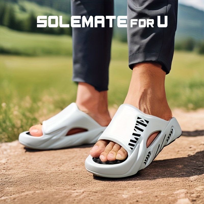     unisex funny graphic eva slippers     massage round toe slip on slides non slip indoor outdoor sandals for beach shower casual wear white with green accents beach sandals sleek slipper design durable slippers Product details 0