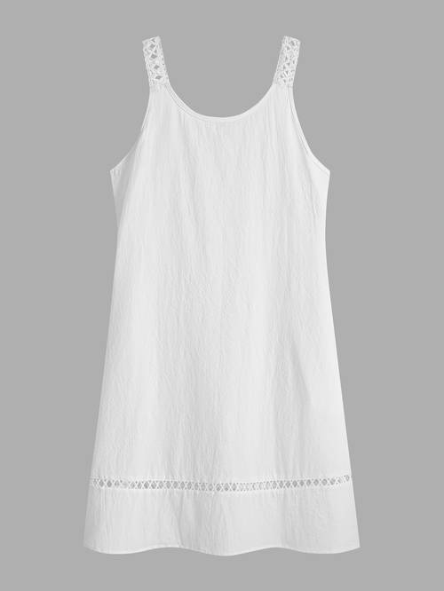 lockeres, einfarbiges cami-kleid mit spitzenbesatz
