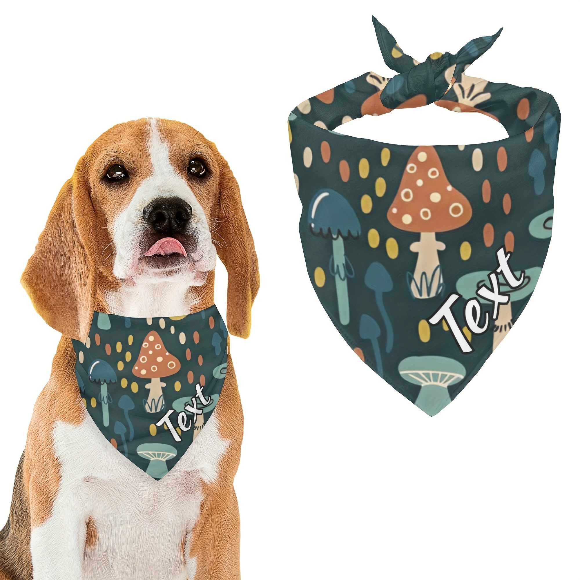 

Customizable Text Dog Bandana - Adjustable Pet Scarf For All Seasons, Machine Washable, Knit Fabric, Polyester & Spandex Blend, For Small, Medium, & Large Breeds