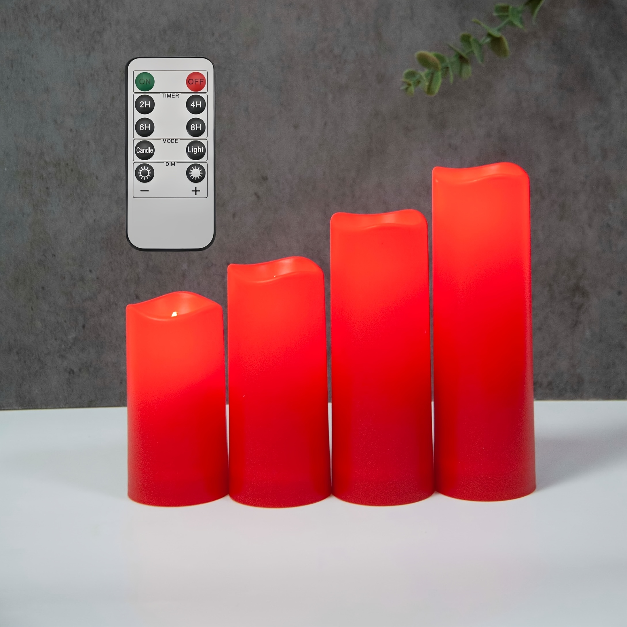 Valentine's Day! 4pcs Flameless Red Candles With Timers, Battery-powered Column Candles With Remote, Indoor Outdoor Led Candle Lights For Holiday Decor
