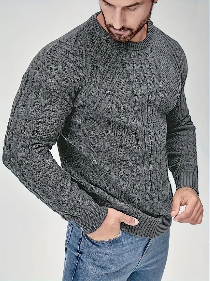 mens winter warm knit sweater soft round neck long sleeve casual pullover solid color beige navy machine washable thick sweater jacket for cold weather office casual attire Product details 29