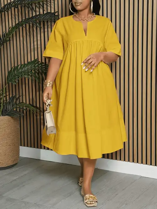 yellow plus size dress Simple Retro Final SalePlus Kama Floral Chiffon Slip 1 cm = 0.394 inches Plus Size Luciana Deep V-Neck
