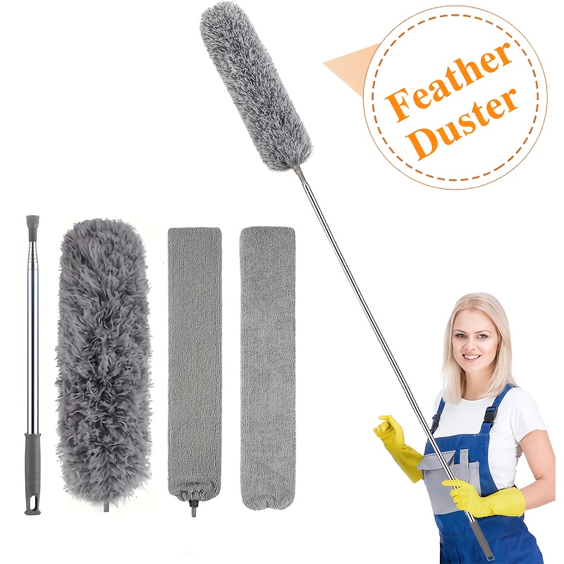 E-shop Mikrofaser-Staubwedel zur Reinigung von Ventilatoren, hohen Decken, Jalousien, Möbeln Autoinnenräumen, 4 Stück ausziehbarer Federstaubwedel