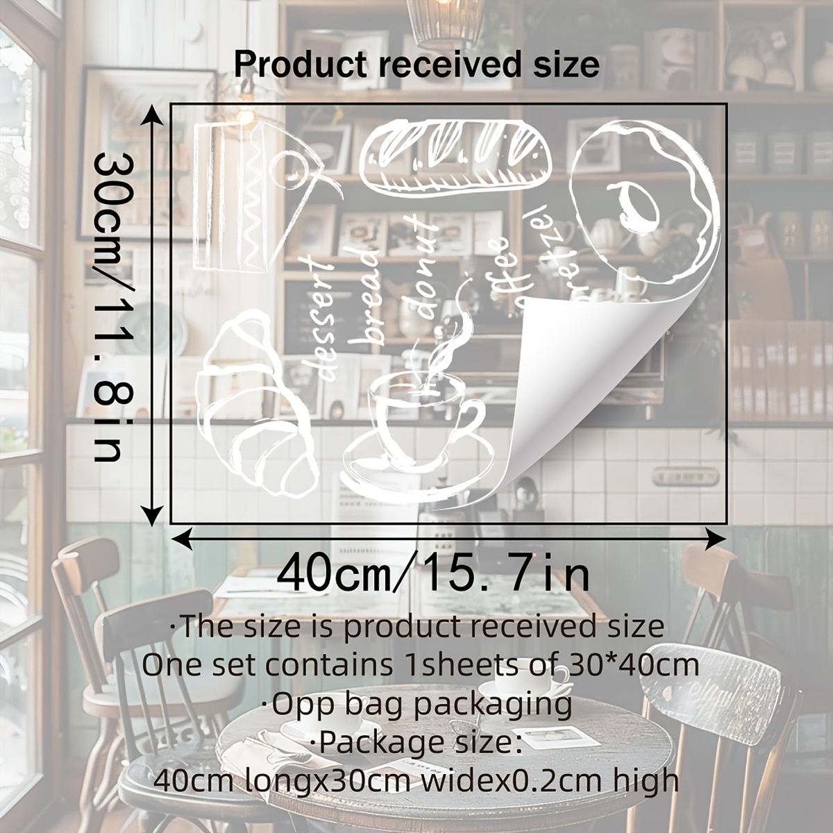 TEMU 1pc Simple Cartoon Afternoon Tea Dessert Static Cling Window Decal, Suitable For Bedroom, Living Room, Study Decoration And