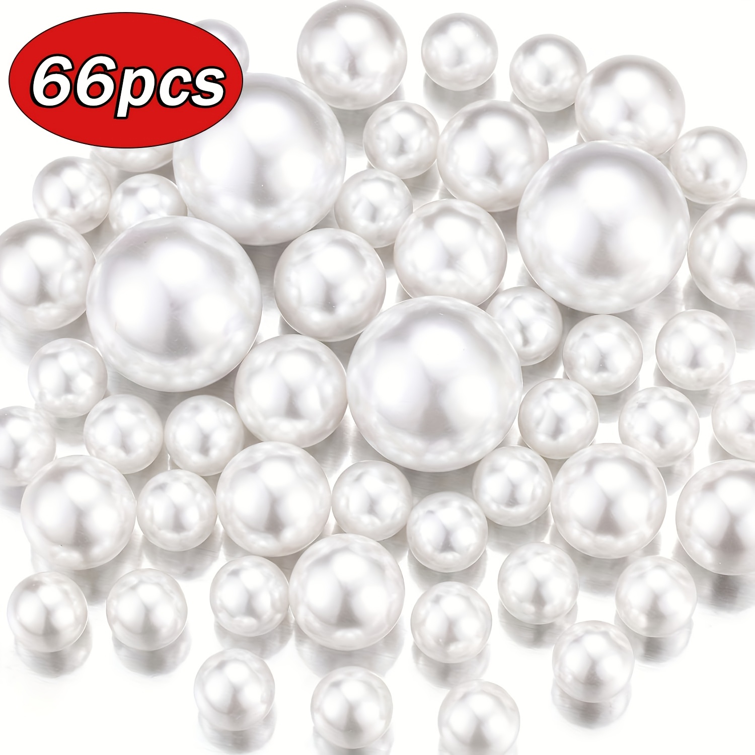 Image of 66pcs Floating Beads Non-pierced Pearl Vase Fillers, High-gloss Pearl Beads For Centerpieces, Diy Wedding, Party, Birthday, Anniversary, Christmas Centerpiece Decorations, 30mm, 20mm, And 10mm
