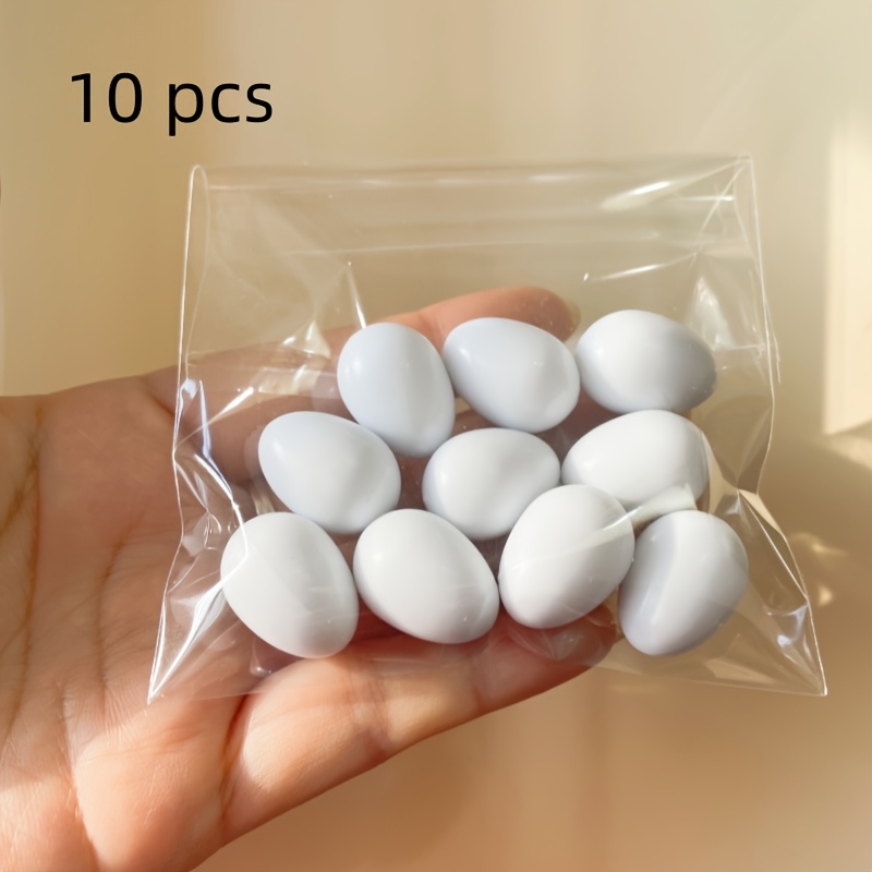 10pcs Of White Plastic Fake Bird Eggs, Perfect Replacement For Eggs, Suitable For Breeding, Hatching, Nesting, And Diy Projects - Bird Nest Accessories, Easter Decoration
