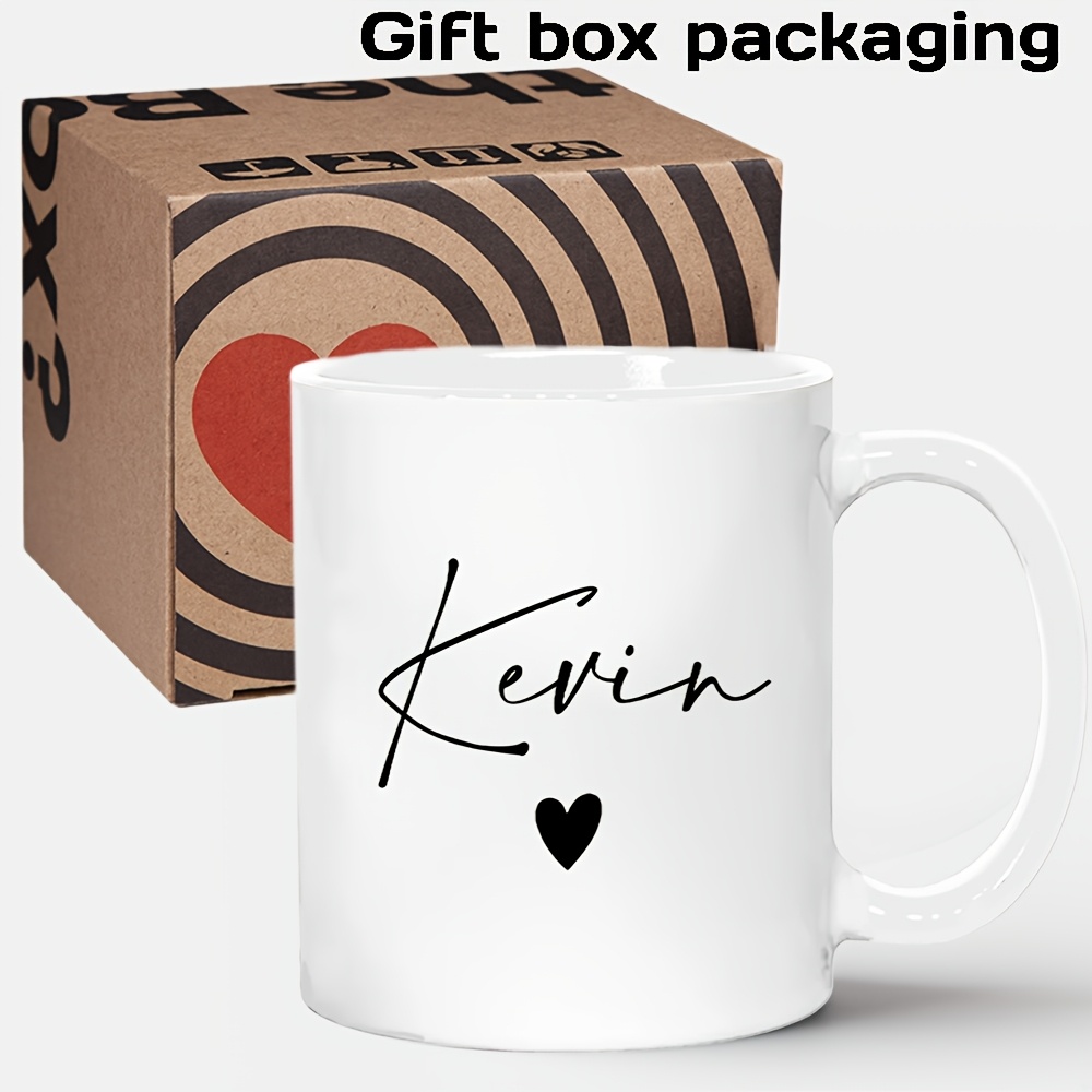Image of [customization] 1pc Mug With Name, Personalized Cup, With Gift Box, Suitable For Women And Men, Custom Name, Ideal Gift For Mom, Dad, Grandpa, Grandma, Brother, Sister, Daughter - With Gift Box