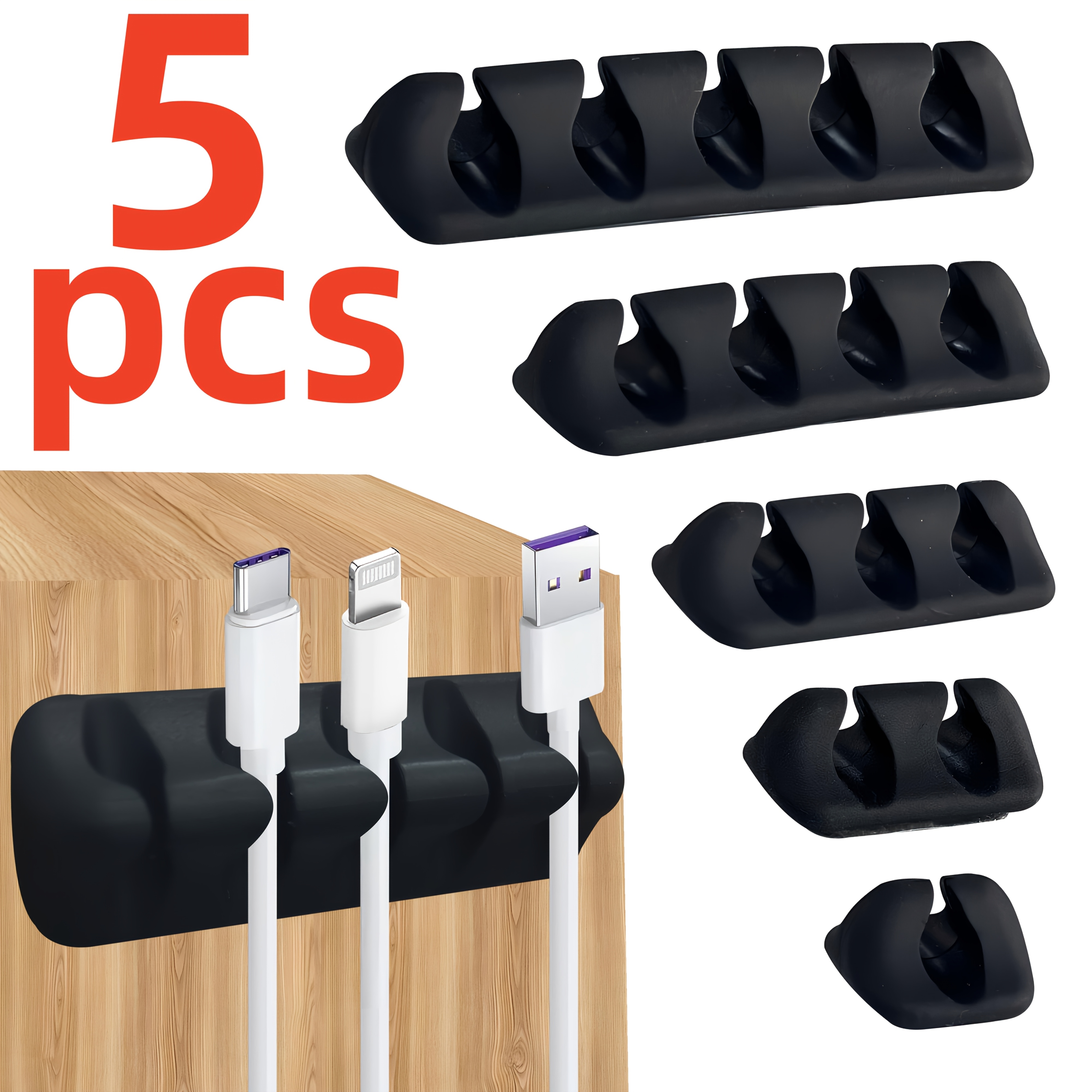E-shop 5/16 Stück Klebender Schreibtisch-Kabelorganizer für Zuhause, Büro, Auto, Nachttisch Kabelclip