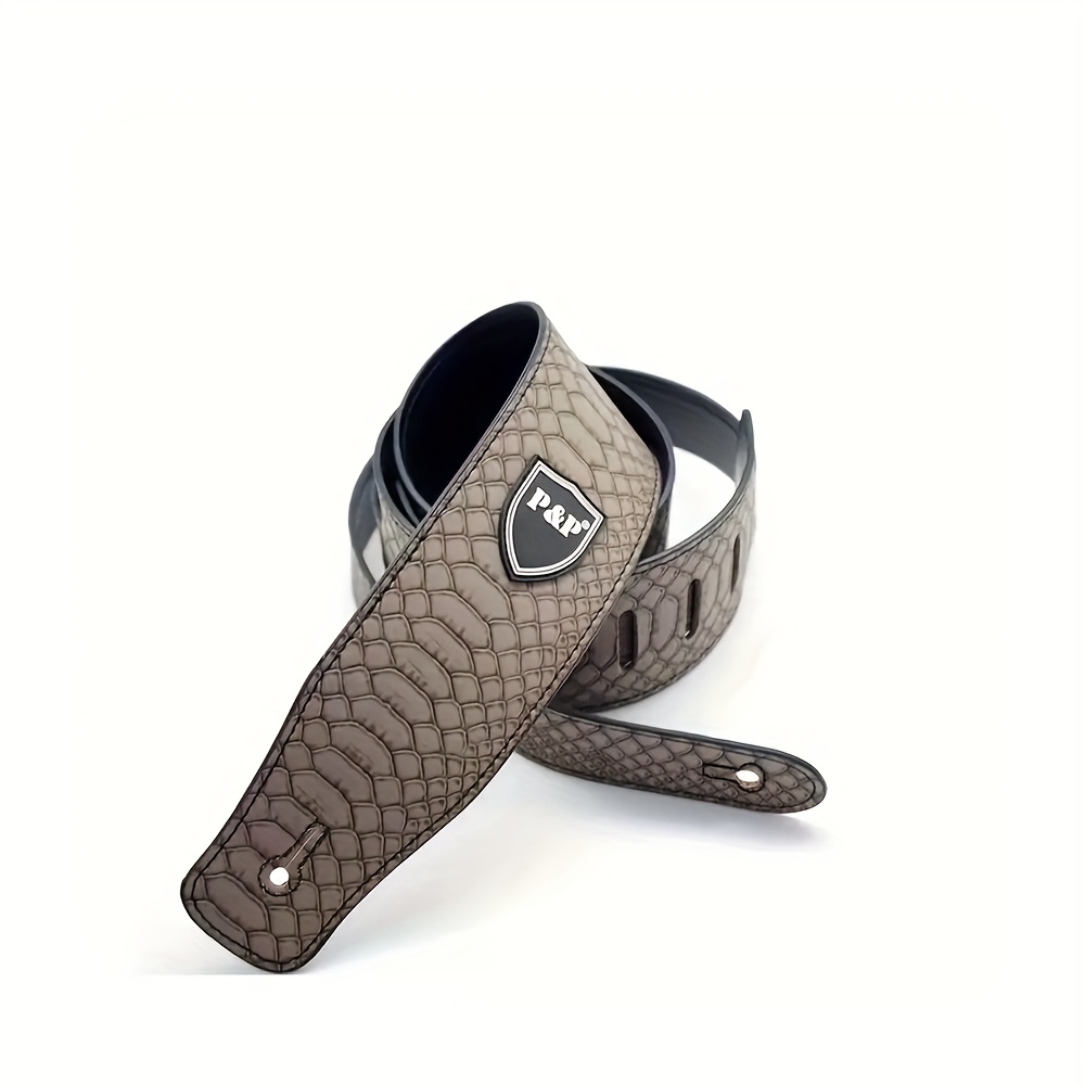 Premium Faux Leather Guitar Strap - Adjustable 129.54cm-149.86cm, Durable & Embossed Design with Floral Patterns or Crocodile Texture, Ideal for Acoustic, Electric & Bass Guitars - Available in Multiple Colors, Guitar Accessories
