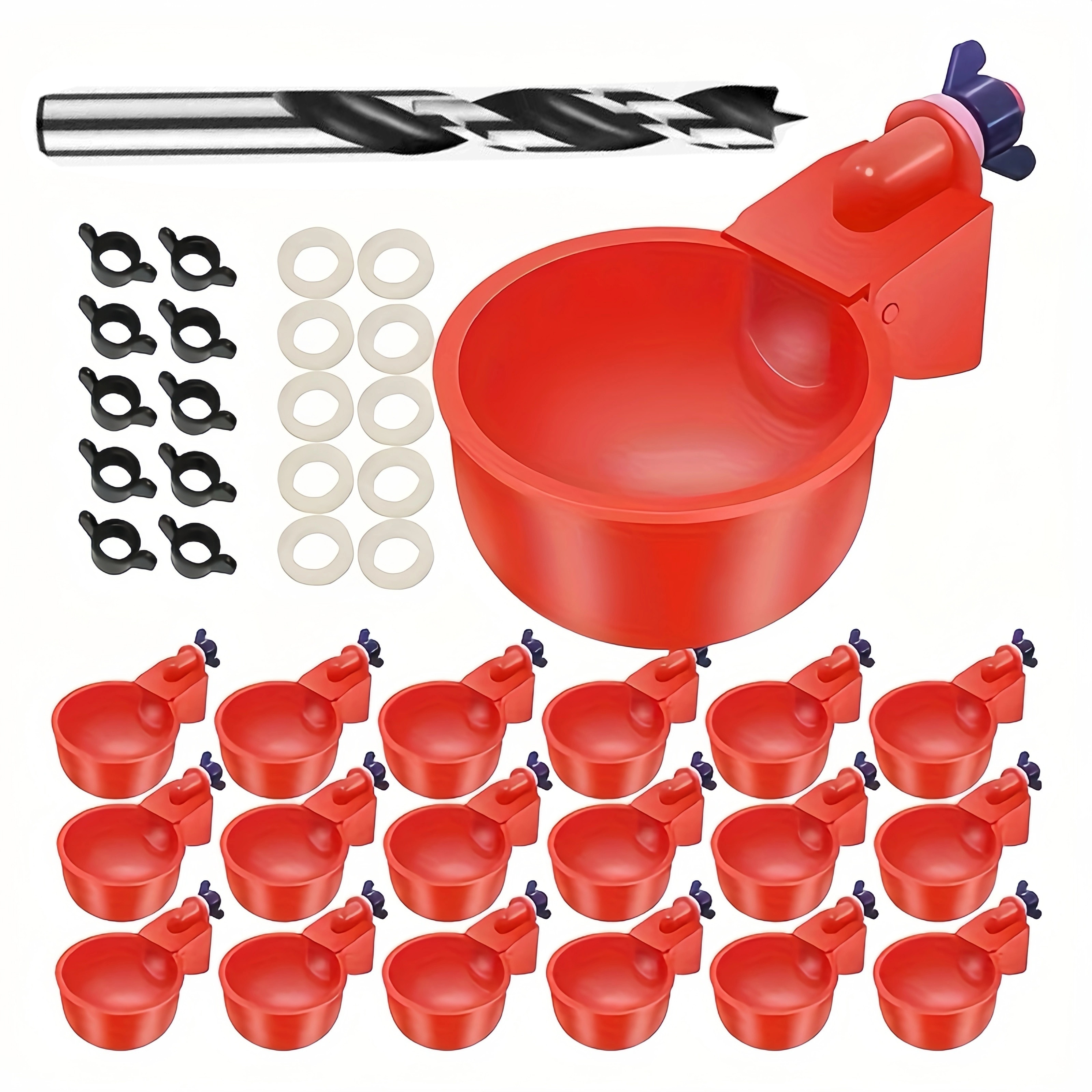 

16pcs Poultry Automatic Feeders And Waterers Set, Self-feeding Bowls For Chickens, Ducks, And Birds, With And Holder, Integrated Full-stop Mechanism, Pp Material, For Birds, Without Battery