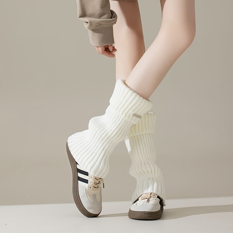 Academic Style Leg Warmers Harajuku Punk Style Ribbed Knit - Temu Australia
