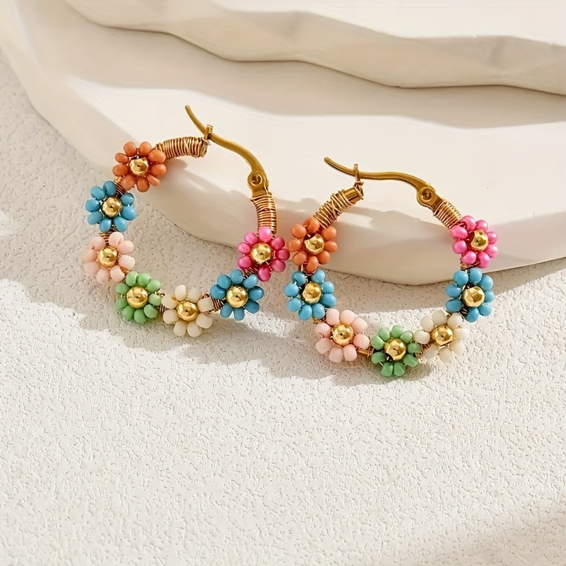 TEMU Classic Colored Rice Beads Woman Earrings Earrings Women's Dopamine Accessories Gift