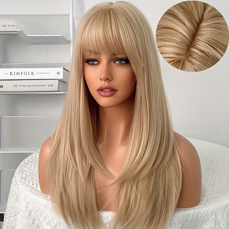 Long Straight Blonde Wig Party Synthetic Wig Women s High Temu