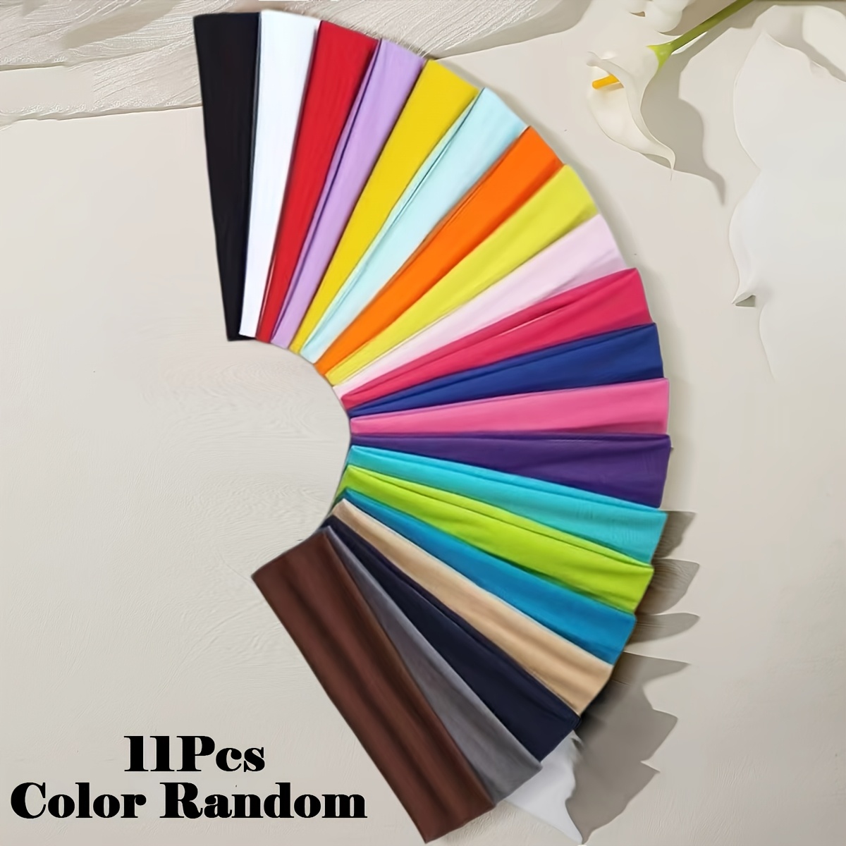 TEMU Random Color 11pcs Set, Soft Breathable Polyester Headbands, Yoga Hairbands, Sports Sweatbands For Men And Women, Basketball Sweat-absorbing