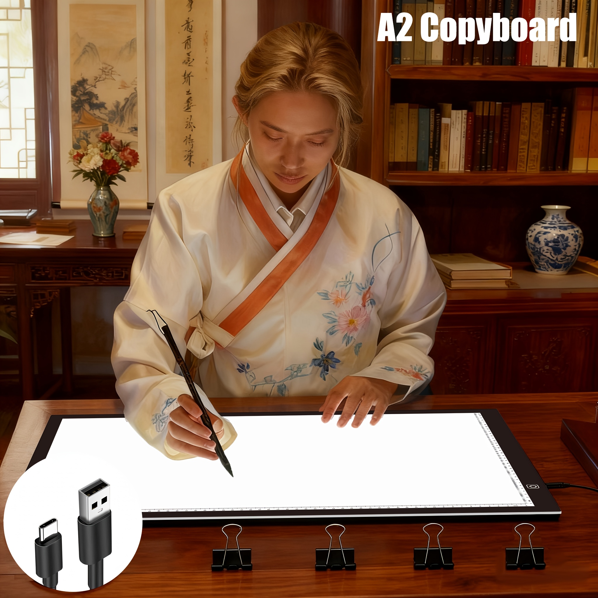 Image of A2/a3/a4 Led Light Pad For Diamond Painting, Light Board With 3 Brightness, Tracing Light Board With Usb Cable & 4 Clips For Sketching, Animation, Drawing, Diamond Painting Supplies