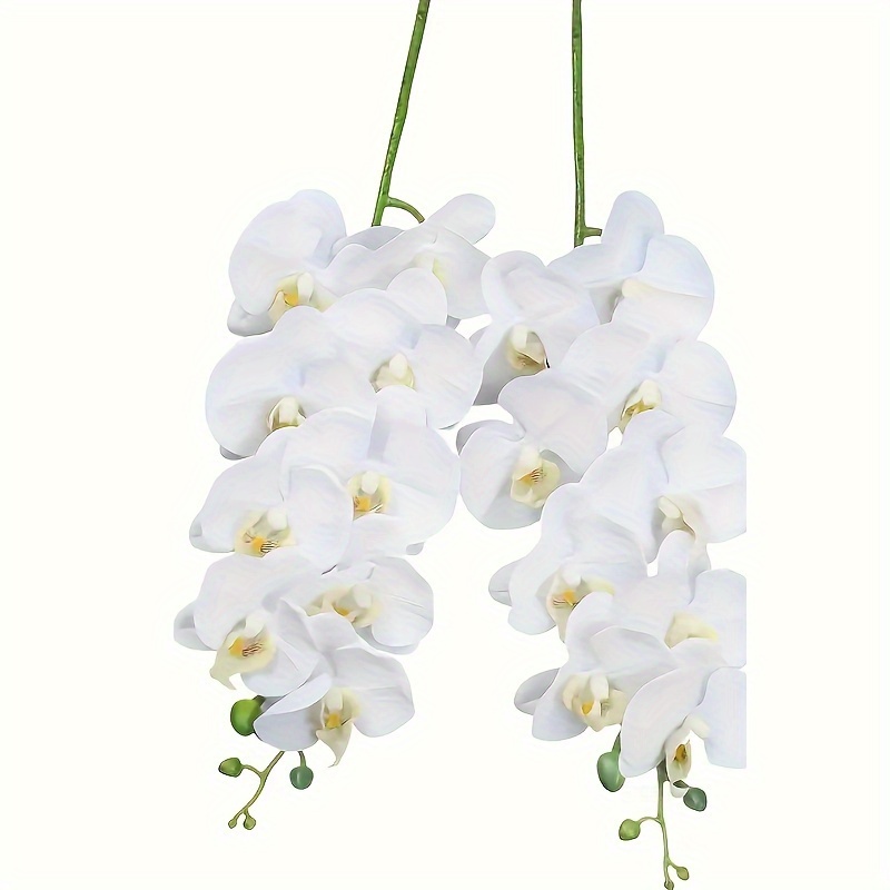 TEMU 2 Pcs Artificial Phalaenopsis Orchids - White, Perfect For Wedding And Engagement Decorations - Made Of High-quality Plastic