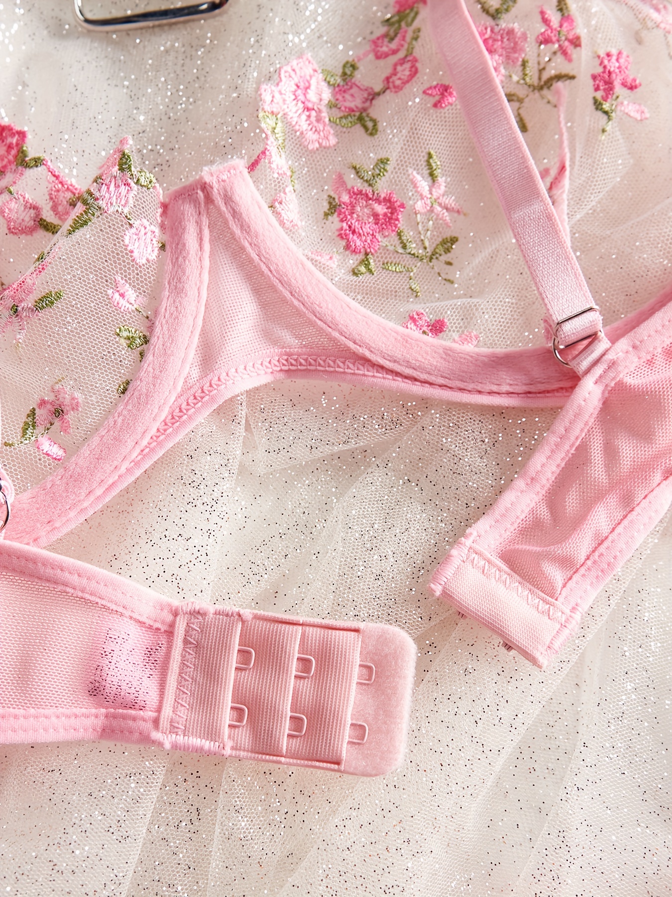 Pink Sexy Sheer Mesh Pajamas Set Sheer Boudoir Lingerie Erotic