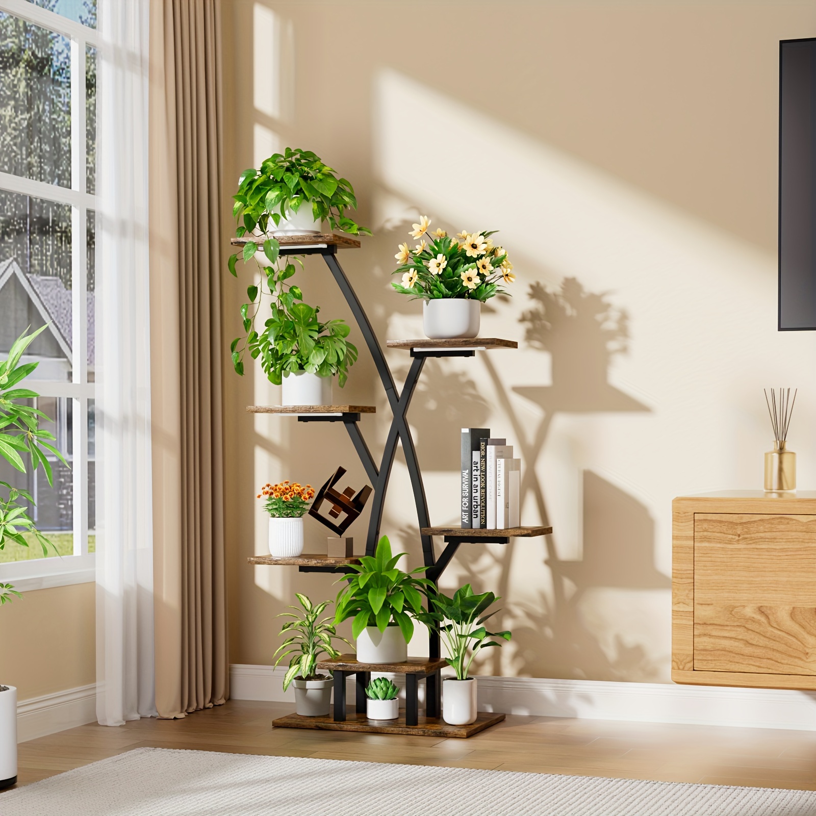 

1pc Plant Stand Indoor With Grow Lights -plant Flower Holder Display Rack For Room Balcony- 7 Tiered Plant Shelf Indoor, Corner Plant Stands For Indoor Plants Multiple, 42" Metal Plant Shelves,