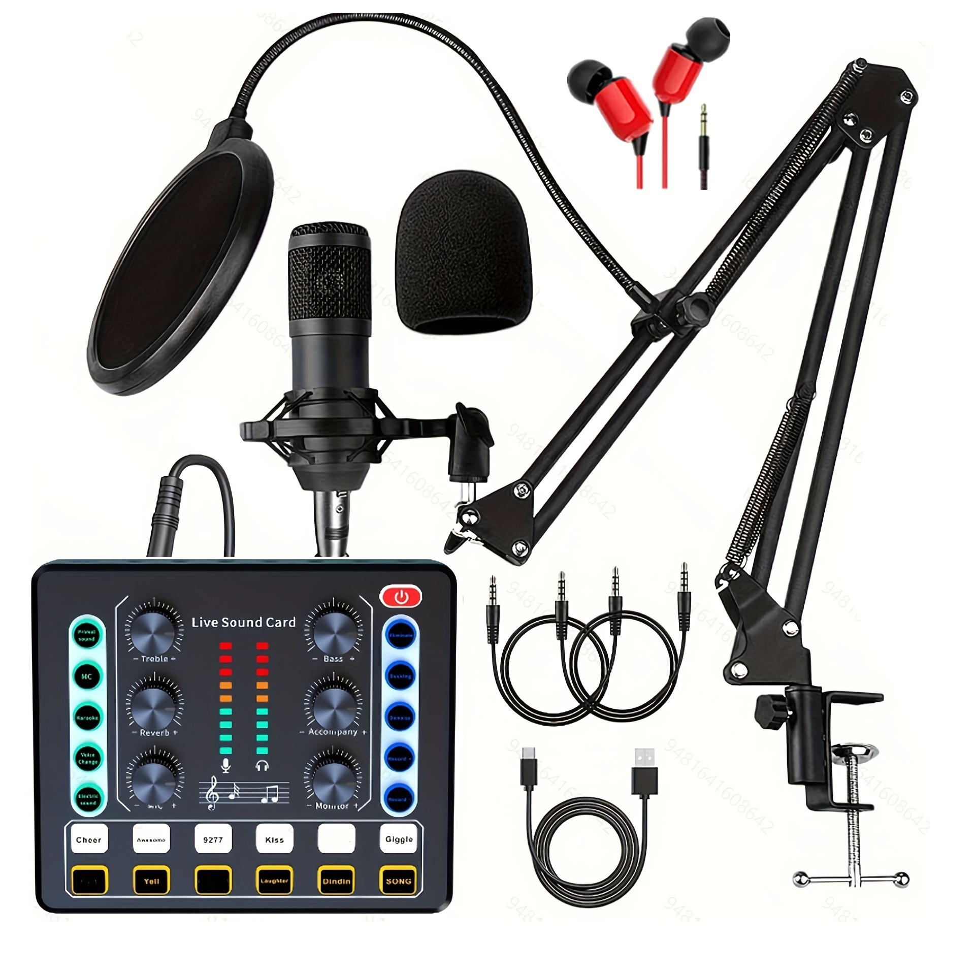 

Podcast Equipment Bundle, Wired Microphone, Podcast And Live Sound Card, M8 Voice Changer- Podcast Kit - Suitable For Recording, Singing, And Games.