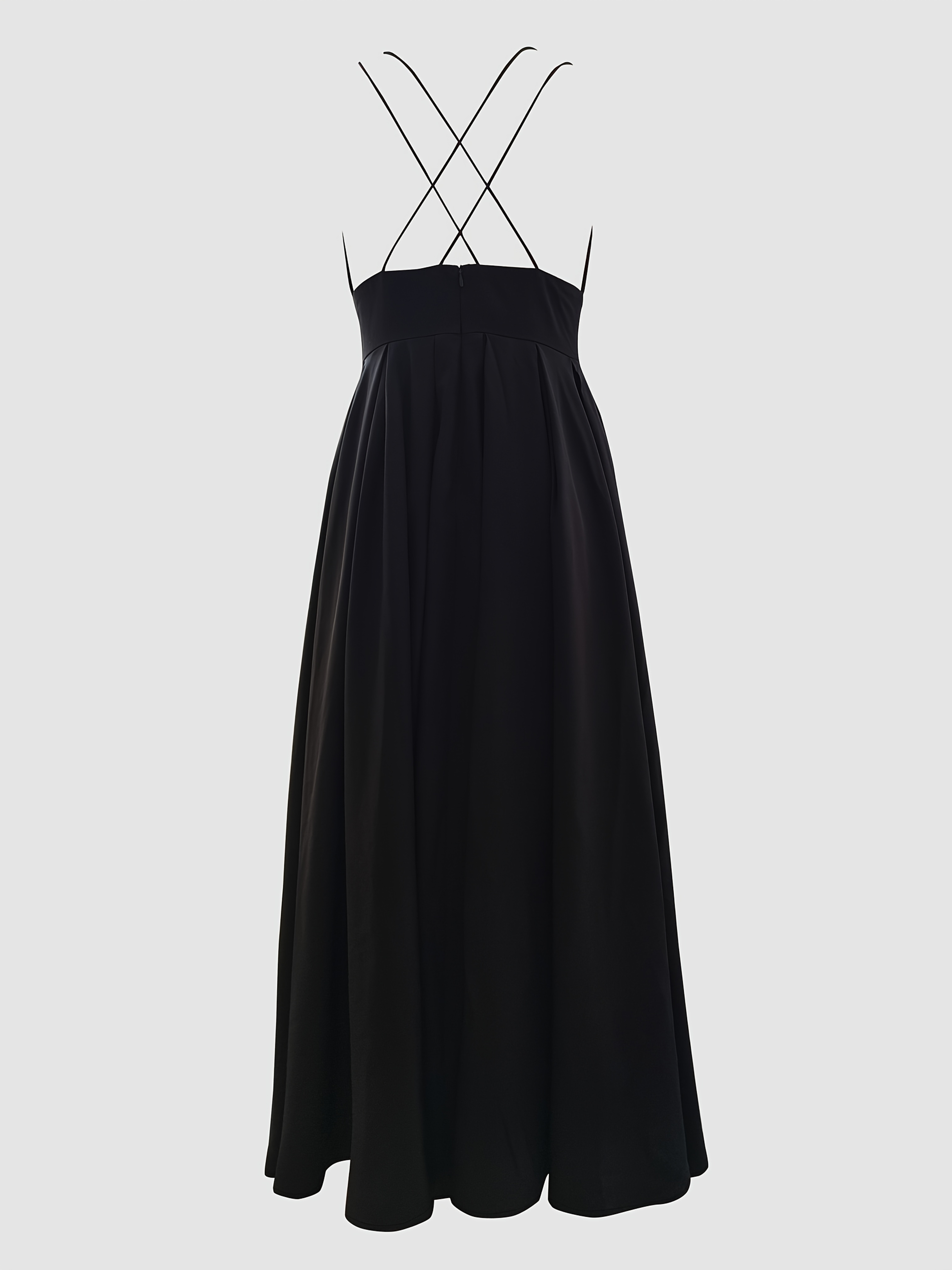 black linen strappy dress The Mykonos - Solid Black Linen Beach Dress main image 0